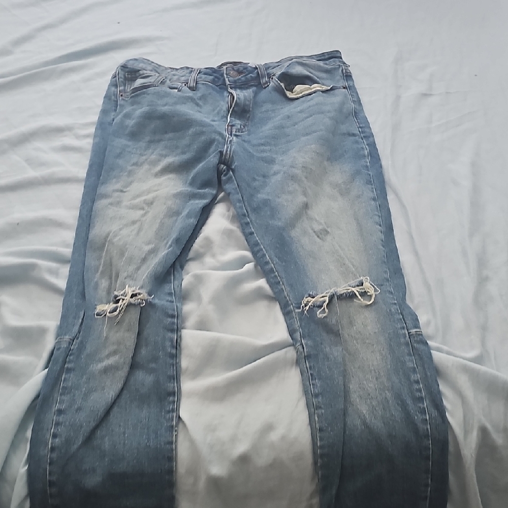 Fashion Nova Blue Skinny Distressed Jeans